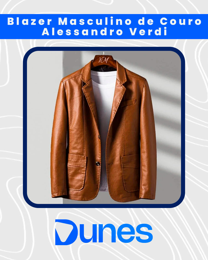 Blazer Masculino Alessandro Verdi em Couro Italiano – Sofisticação e Estilo Clássico