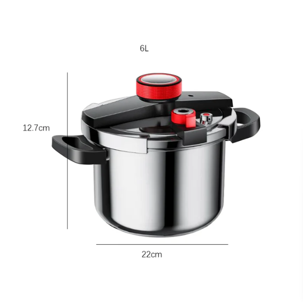 Panela de Pressão Inox à Prova de Explosões + BRINDE (Jogo 9 Potes Herméticos com Tampa de Bambu)